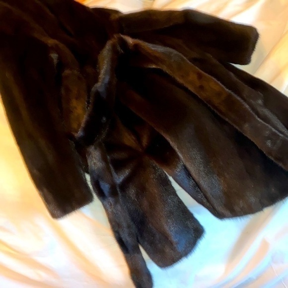 Fur coat black Dimond 100% genuine fur Mink high quality coat size -42 US M-L - Picture 5 of 16